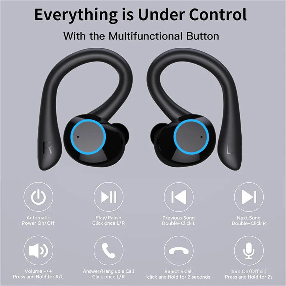 Q25 Pro Noise Cancelling Wireless Earphones Bluetooth-compatible Stereo Bass Headphone Ear Hook Waterproof Sports Game Headsets