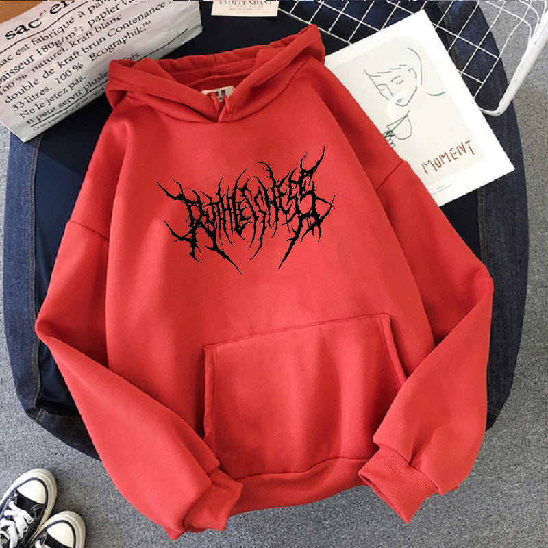 Casual Letter Punk Large Size Vintage Long Sleeve Ulzzang Dark Women Hooded Winter Gothic Sweatshirt Streetwear Sweatshirt