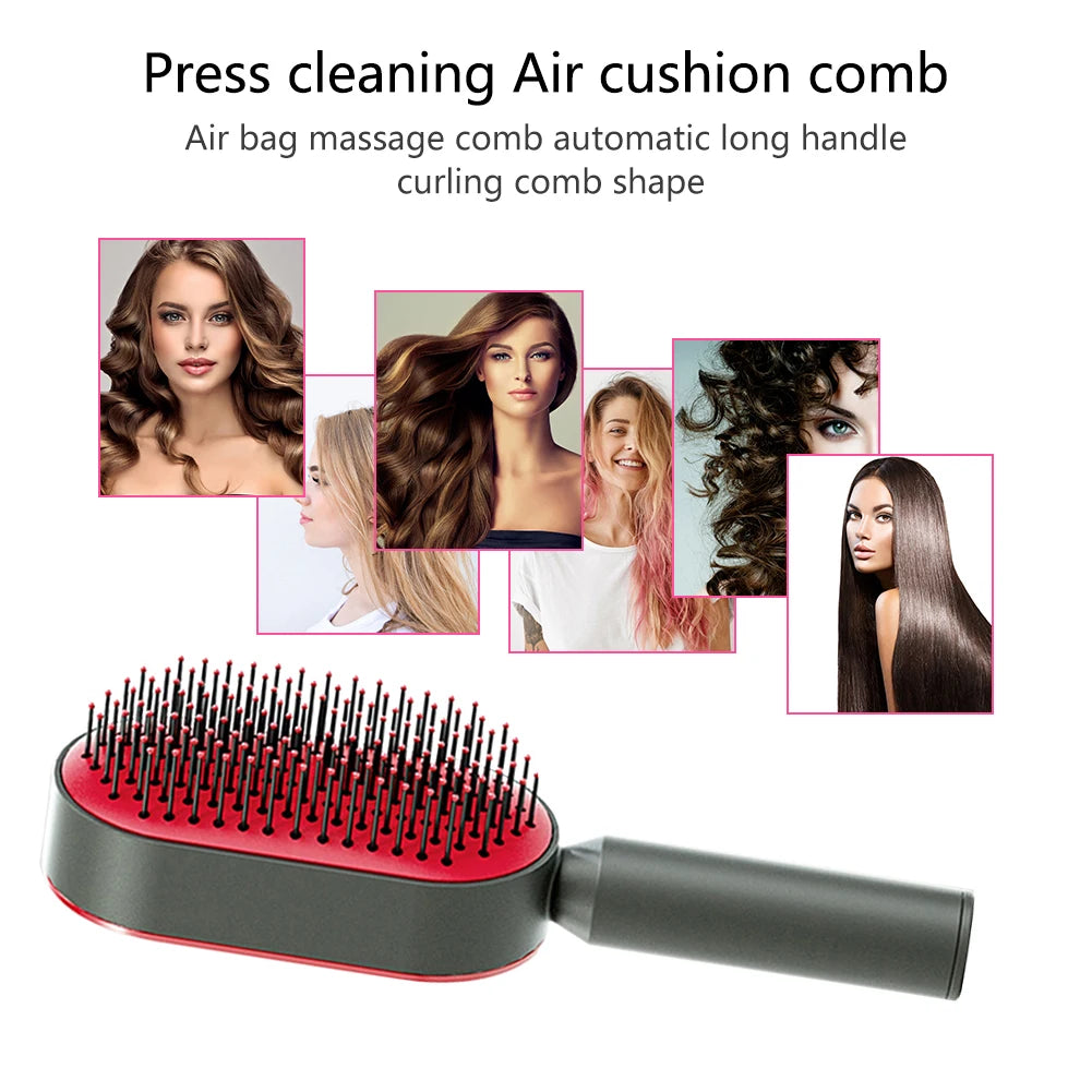 Self Cleaning Hair Brush For Women One-key Cleaning Hair Loss Airbag Massage Scalp Comb Anti-Static Hairbrush Dropshipping