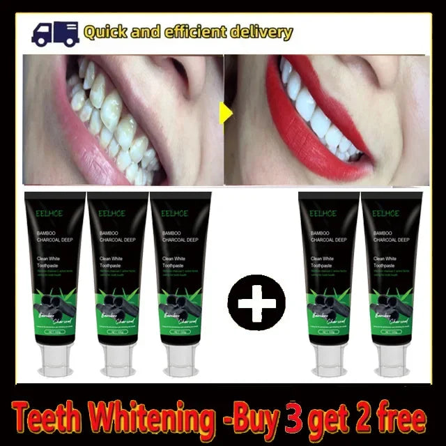 Bamboo charcoal deep tooth whitening toothpaste cleaning yellow teeth stains Tartar removes mouth odor bright white oral care